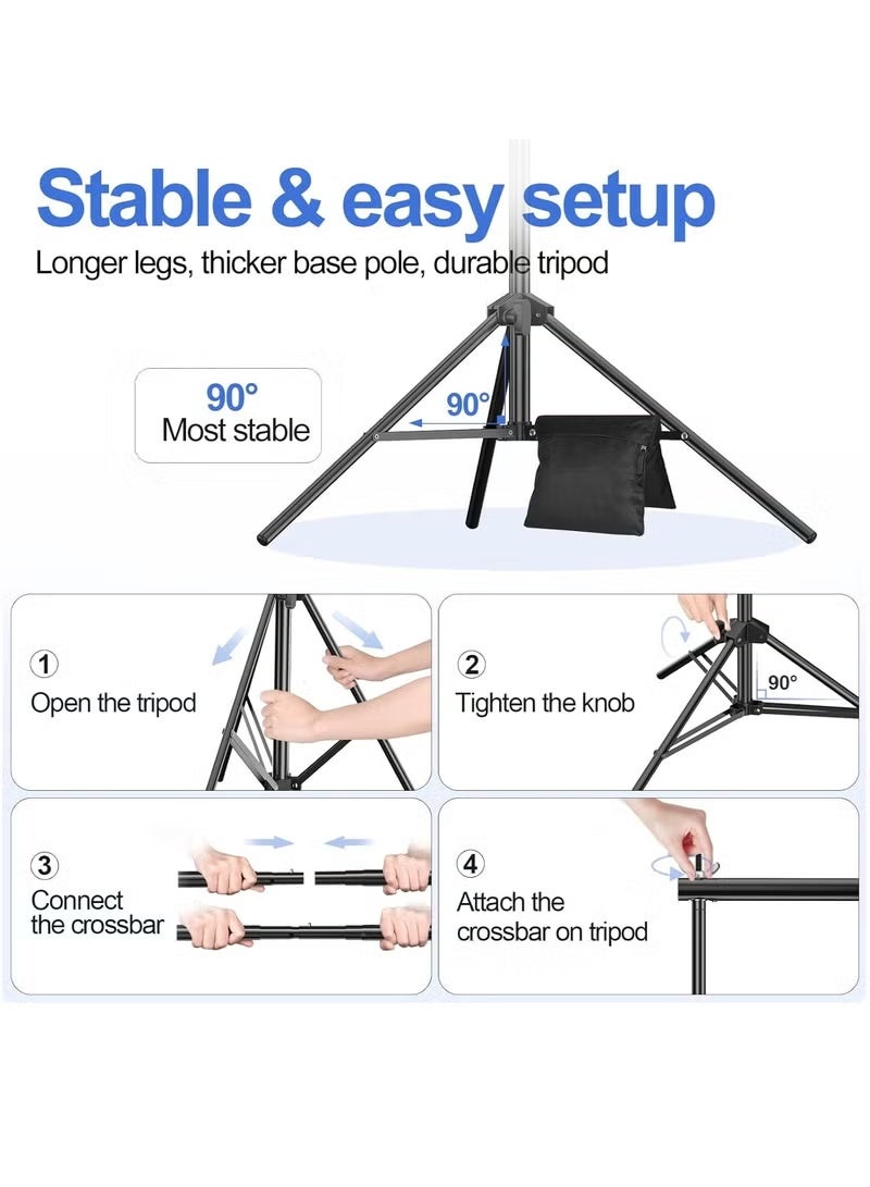 YQLIFE Backdrop Stand (2x3m), Adjustable Photo Studio Backdrop Stand Support Kit Background Stand with 6 Backdrop Clamps,4 Sandbags and Carrying Bag for Portrait Product Photography - Image 3