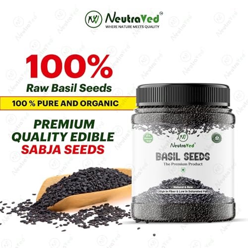 NeutraVed Sabja Seeds – 500g Jar Whole Basil Seeds for Eating, Falooda, Drinks, Smoothies, Desserts | Seed & Dry Fruits Mix - Image 2