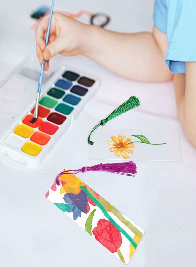 SBYURE 50 Clear Bookmark Blanks with Colorful Tassels, Rectangle Bookmarks Bulk for DIY Crafts, Gift Tags (50) - Image 5
