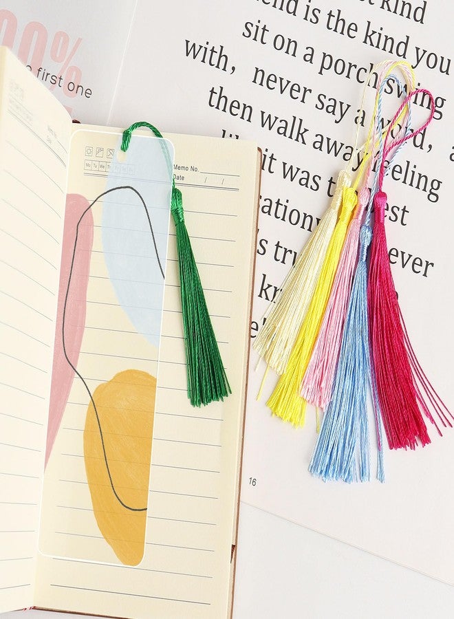 SBYURE 50 Clear Bookmark Blanks with Colorful Tassels, Rectangle Bookmarks Bulk for DIY Crafts, Gift Tags (50) - Image 4