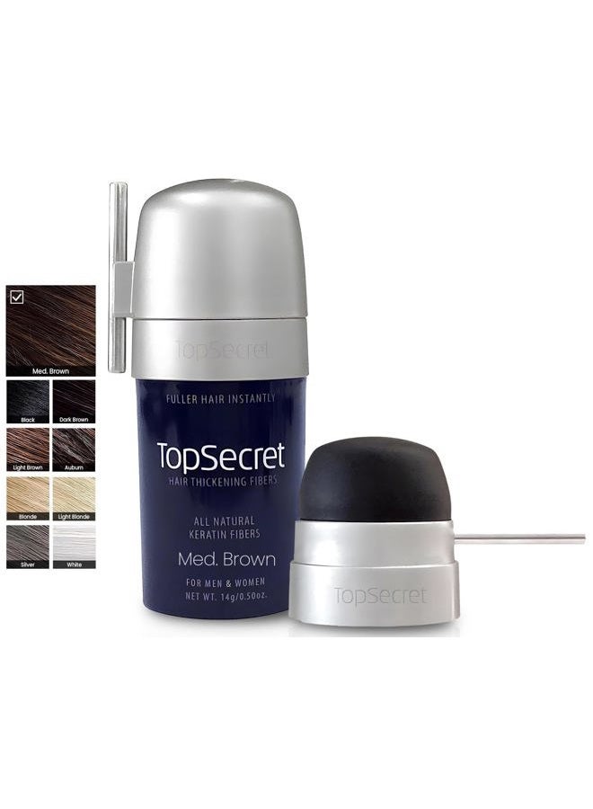 Top secret Hair Thickening Building Fibers - Undetectable & Natural Hair Filler - for Men & Women - Instantly Fill In Fine Thinning Hair - Weather & Sweat Resistant (Medium Brown, Medium) - Image 1