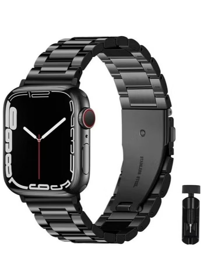 Compatible Apple Watch Straps 42mm 44mm 45mm 49mm, Stainless Steel iWatch Band with Case for Apple Watch Series 8/7/6/5/4/3/2/1/SE/SE2/Ultra - Image 1