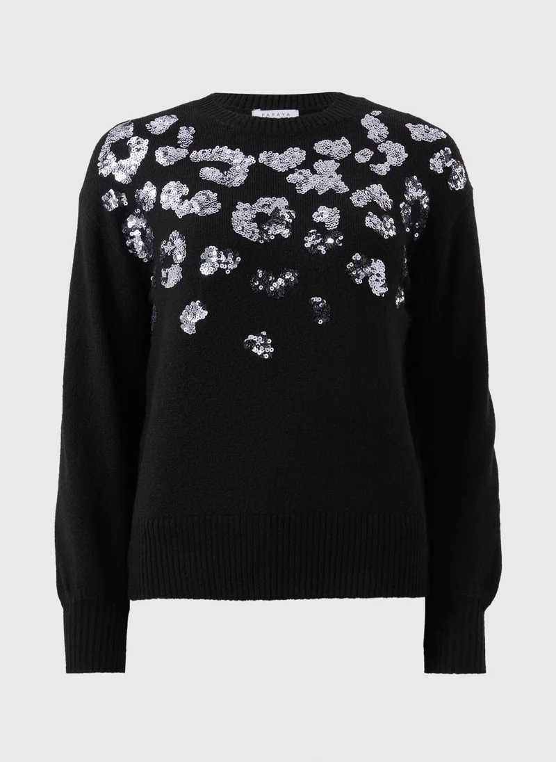 Matalan Black Animal Sequin Jumper