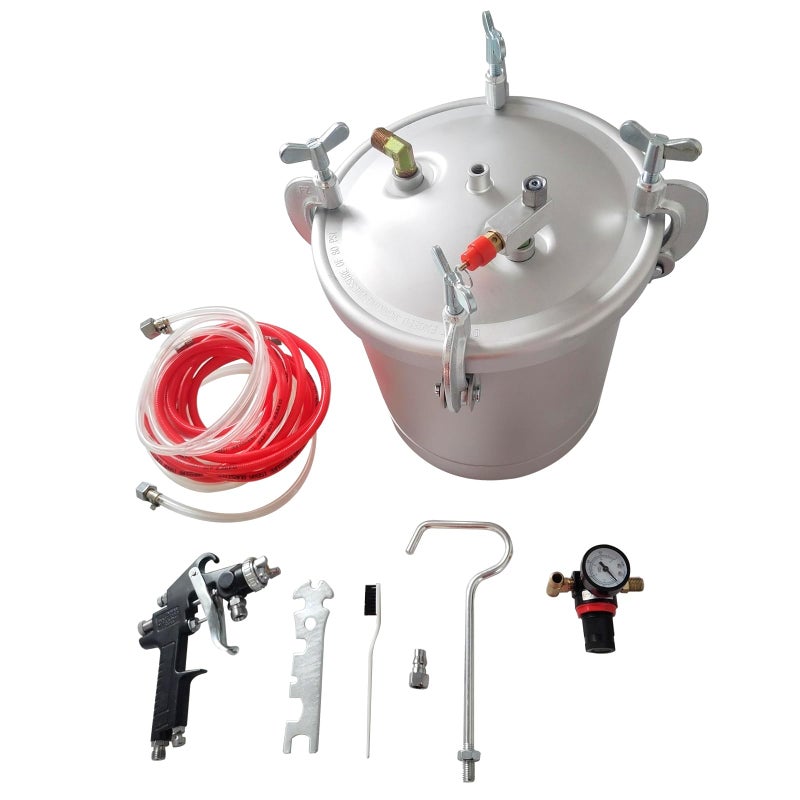 YAETEK 2 1/2 Gallon 10L High Pressure Pot Air Paint Spray Gun, Pressure Tank with Spray Gun and 13-Feet Dual Hose Industrial Painting Painter - Image 2