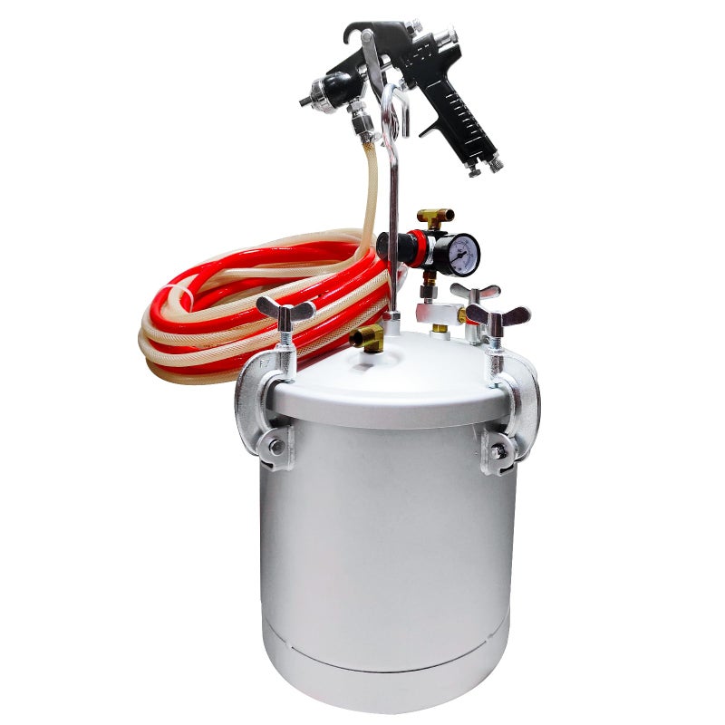 YAETEK 2 1/2 Gallon 10L High Pressure Pot Air Paint Spray Gun, Pressure Tank with Spray Gun and 13-Feet Dual Hose Industrial Painting Painter - Image 1