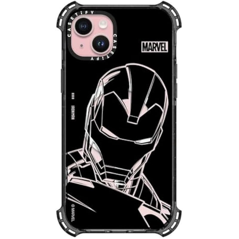 Casetify Bounce iPhone 15 Plus Case 【Iron Man Co-Lab / 6X Military Grade Drop Tested / 21.3ft Drop Protection/Compatible with Magsafe】 - Iron Man - Black - Clear Black - Image 1