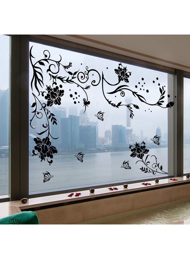 LiveGallery Black Vines Wall Decals Flowers Wall Stickers Twigs Vine Wall Decal DIY Removable Vinyl Chrysanthemum Wall Decor for Baby Kids Girls Bedroom Living Room Offices TV Sofa Background Home - Image 4