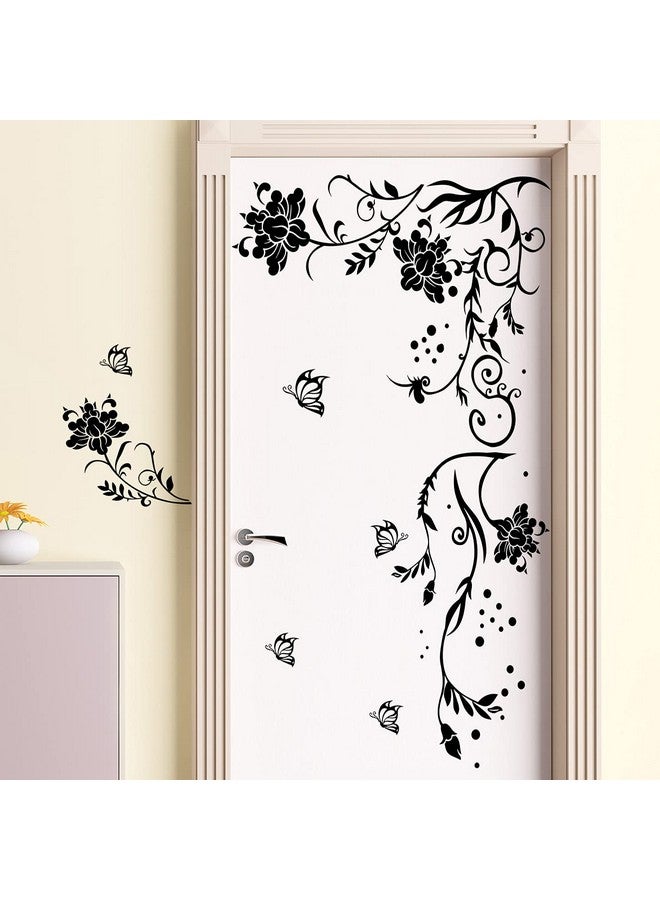 LiveGallery Black Vines Wall Decals Flowers Wall Stickers Twigs Vine Wall Decal DIY Removable Vinyl Chrysanthemum Wall Decor for Baby Kids Girls Bedroom Living Room Offices TV Sofa Background Home - Image 5