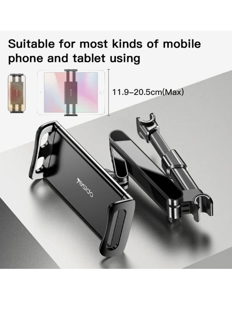 Yesido C117 Car Tablet Headrest Mount Holder For Seat 360 Degree Rotation Compatible With 4.7Inch To 12.9 Inch, Tablets/Iphone 13/Ipads/Smartphones - Image 1