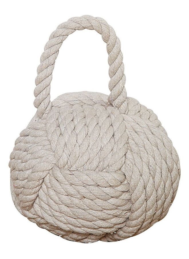 Creative Co-op Nautical Rope Knot Cotton Door Stop, Ivory  - Image 1