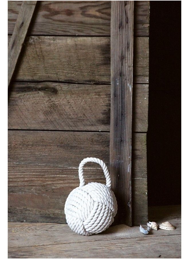 Creative Co-op Nautical Rope Knot Cotton Door Stop, Ivory  - Image 2