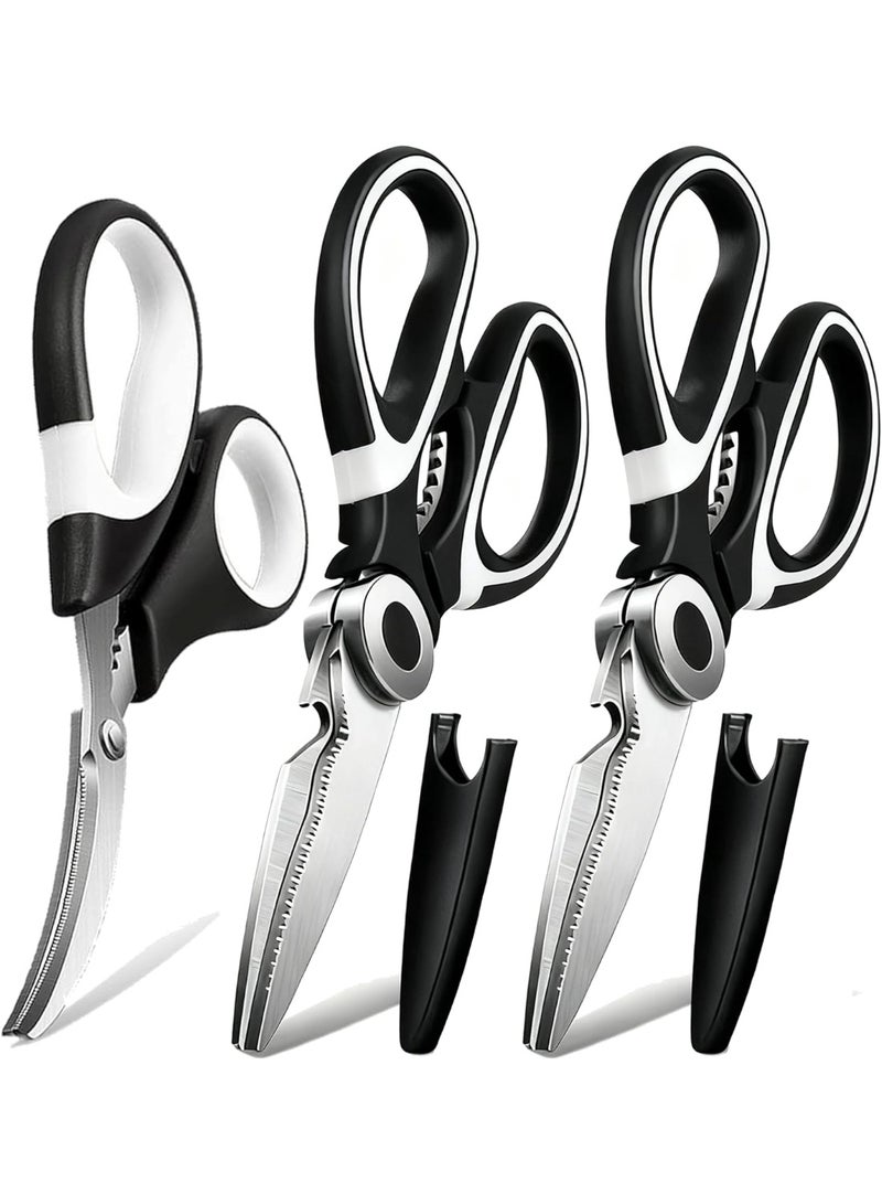 Kitchen Scissors All Purpose 3 Pack - Heavy Duty Stainless Steel Cooking Shears for Cutting Meat, Food, Fish, Poultry Multipurpose Sharp Sissors for Dishwasher Safe - Image 1