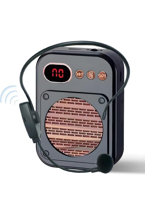مضخم صوت محمول قابل لإعادة الشحن بتقنية البلوتوث مع سماعة رأس ميكروفون لاسلكي UHF، مكبر صوت محمول بنظام PA مناسب لاجتماعات المعلمين دليل الاجتماعات S25 لاسلكي أسود