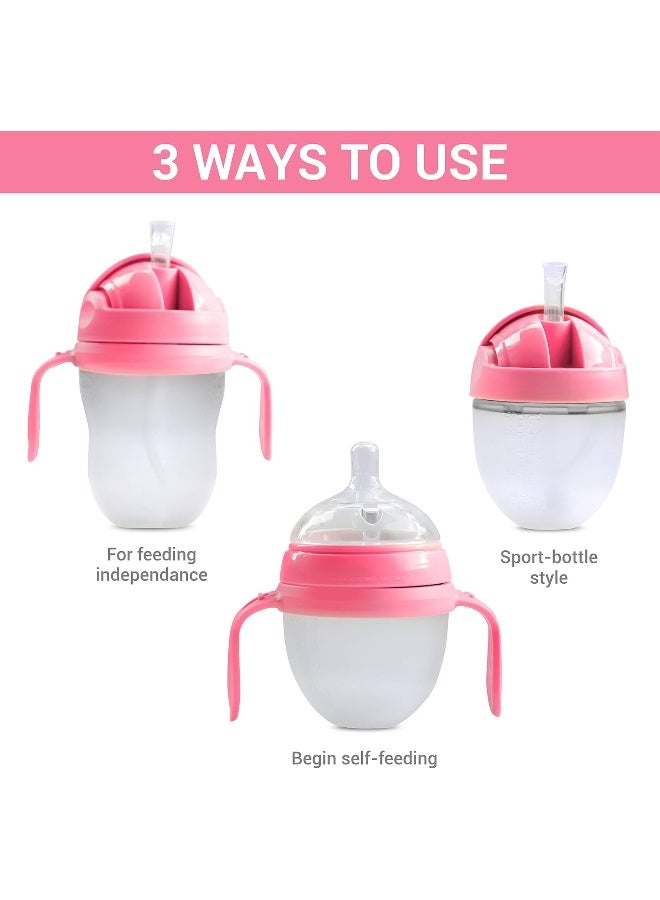 AnPei مجموعة تحويل كوب الشرب المزود بقشة 3 في 1 من ANPEI لزجاجة كوموتومو للأطفال 5 أونصات و 8 أونصات (وردي) - Image 3