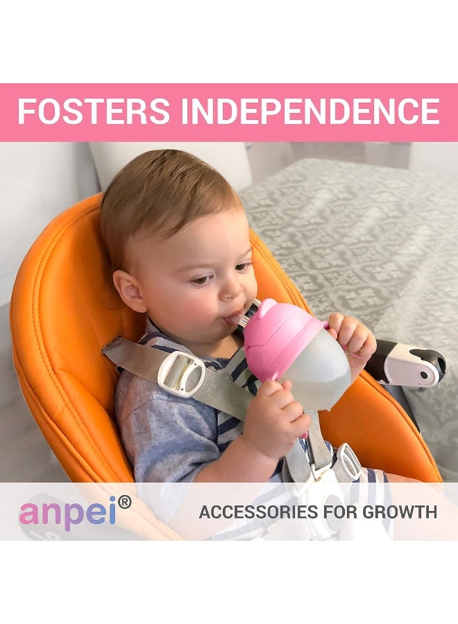 AnPei مجموعة تحويل كوب الشرب المزود بقشة 3 في 1 من ANPEI لزجاجة كوموتومو للأطفال 5 أونصات و 8 أونصات (وردي) - Image 4