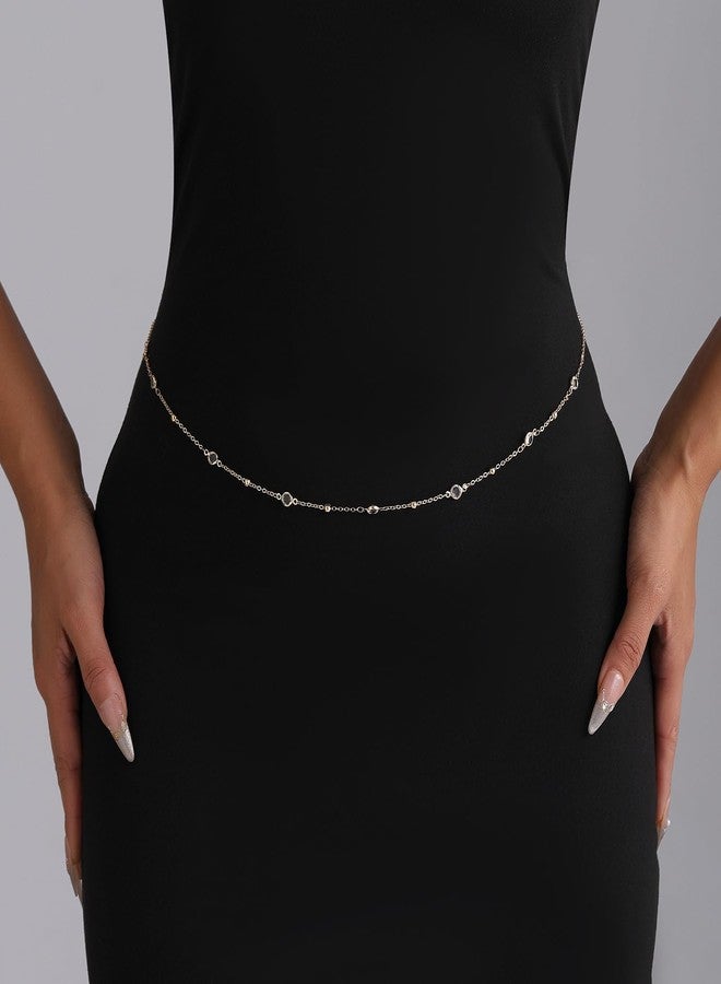 Fabme Women's Rihnstone Saree, Bikini, Waist Chain, Hip Chain, Gold Plated (26-42 In) - Image 5