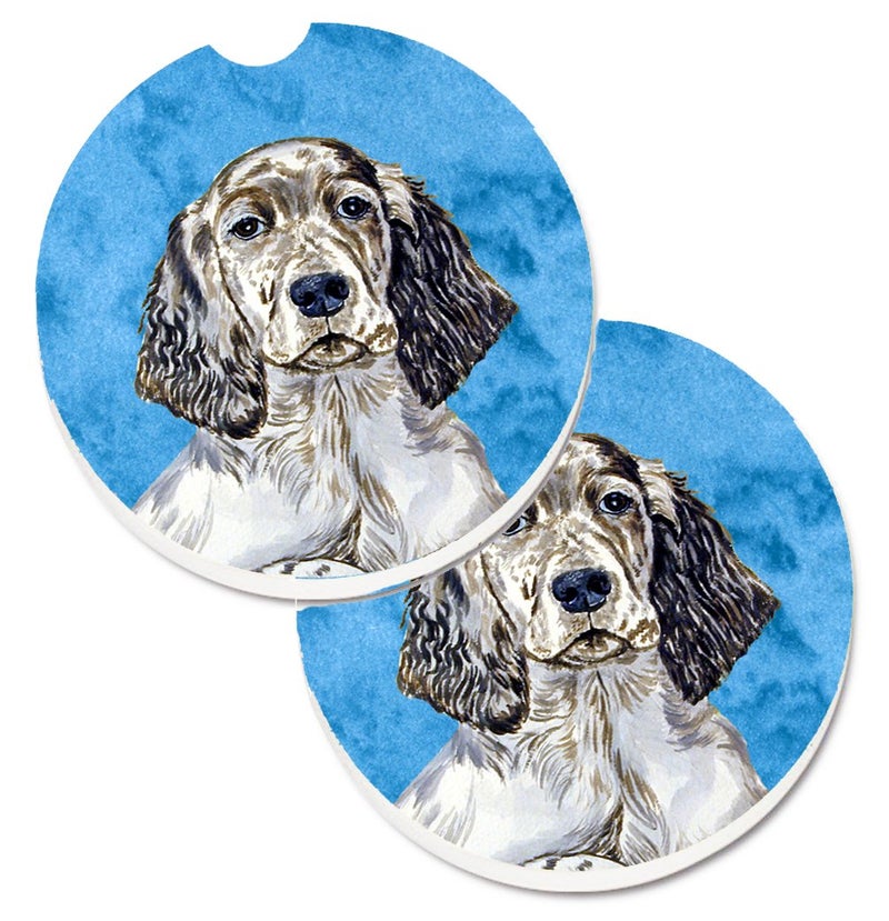 Caroline's Treasures LH9367BUCARC Blue English Setter Set of 2 Cup Holder Car Coasters Absorbent Sandstone Coasters for Car Cup Holders Gifts for Men or Women  Large  Multicolor
