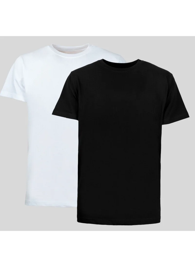 Four Man 2 Pieces Men's 100% Cotton Standard Pattern Non-Wrinkle Plain Color Basic T-Shirt