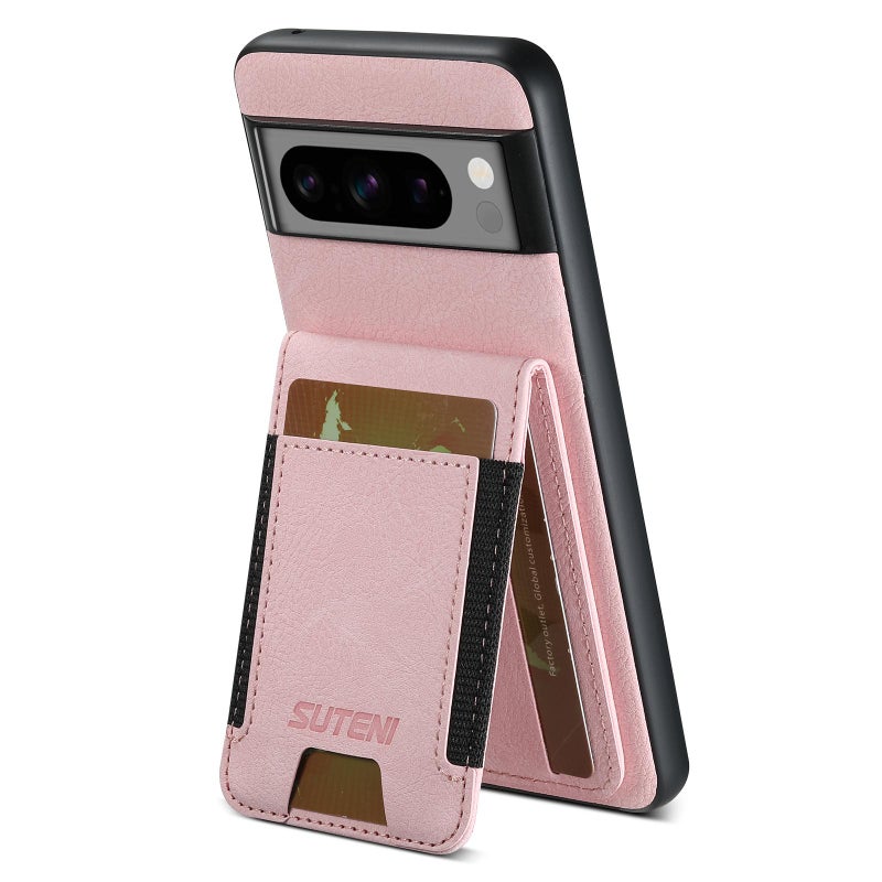 Suteni For Google Pixel 10 Pro Xl H03 Litchi Leather Card Bag Stand Back Phone Case(Pink) - Image 1