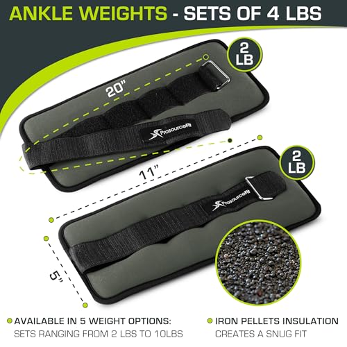 ProsourceFit Ankle / Wrist and Arm / Leg Weights Set of 2, Adjustable Strap 1 lb-5 lb, Adjustable Weight 15 lb, 10 lb, 7 lb for Men and Women - Image 2