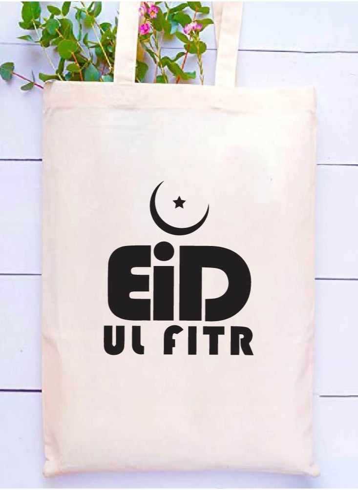 PRINTSHOP4ME - Eid Cotton Shopper Bag - Reusable and Eco-Friendly Canvas Tote Bag for Women - Gift for Eid - Perfect for Shopping and Everyday Use - Celebrate Eid in Style - Image 1