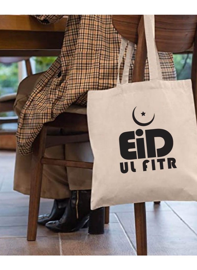PRINTSHOP4ME - Eid Cotton Shopper Bag - Reusable and Eco-Friendly Canvas Tote Bag for Women - Gift for Eid - Perfect for Shopping and Everyday Use - Celebrate Eid in Style - Image 1
