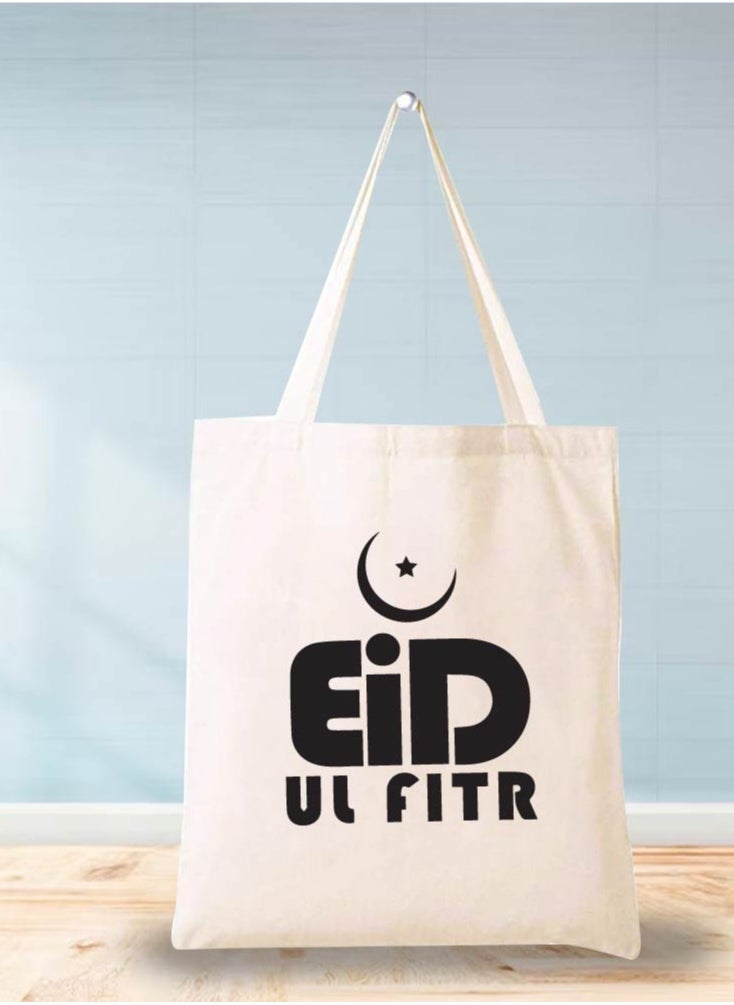 PRINTSHOP4ME - Eid Cotton Shopper Bag - Reusable and Eco-Friendly Canvas Tote Bag for Women - Gift for Eid - Perfect for Shopping and Everyday Use - Celebrate Eid in Style - Image 1