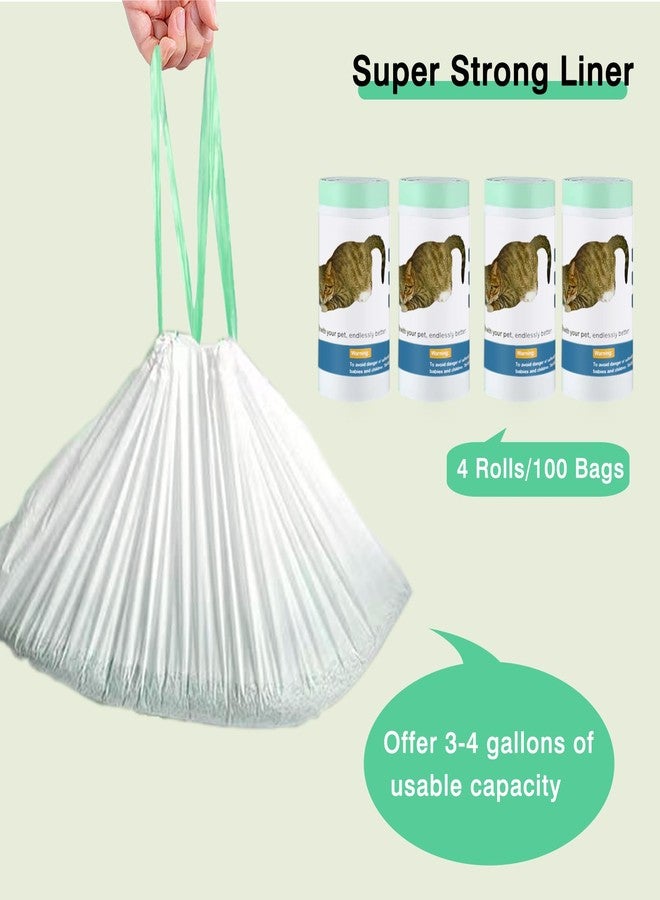 Mooydee 100 Count Cat Litter Liner Bags Compatible with MW-SC01/MW-SC02/MW-LR01 Self-Cleaning Automatic Cat Litter Box, Thick Heavy Duty Drawstring Replacement Waste Drawer Liners-18" x 12.6" - Image 3