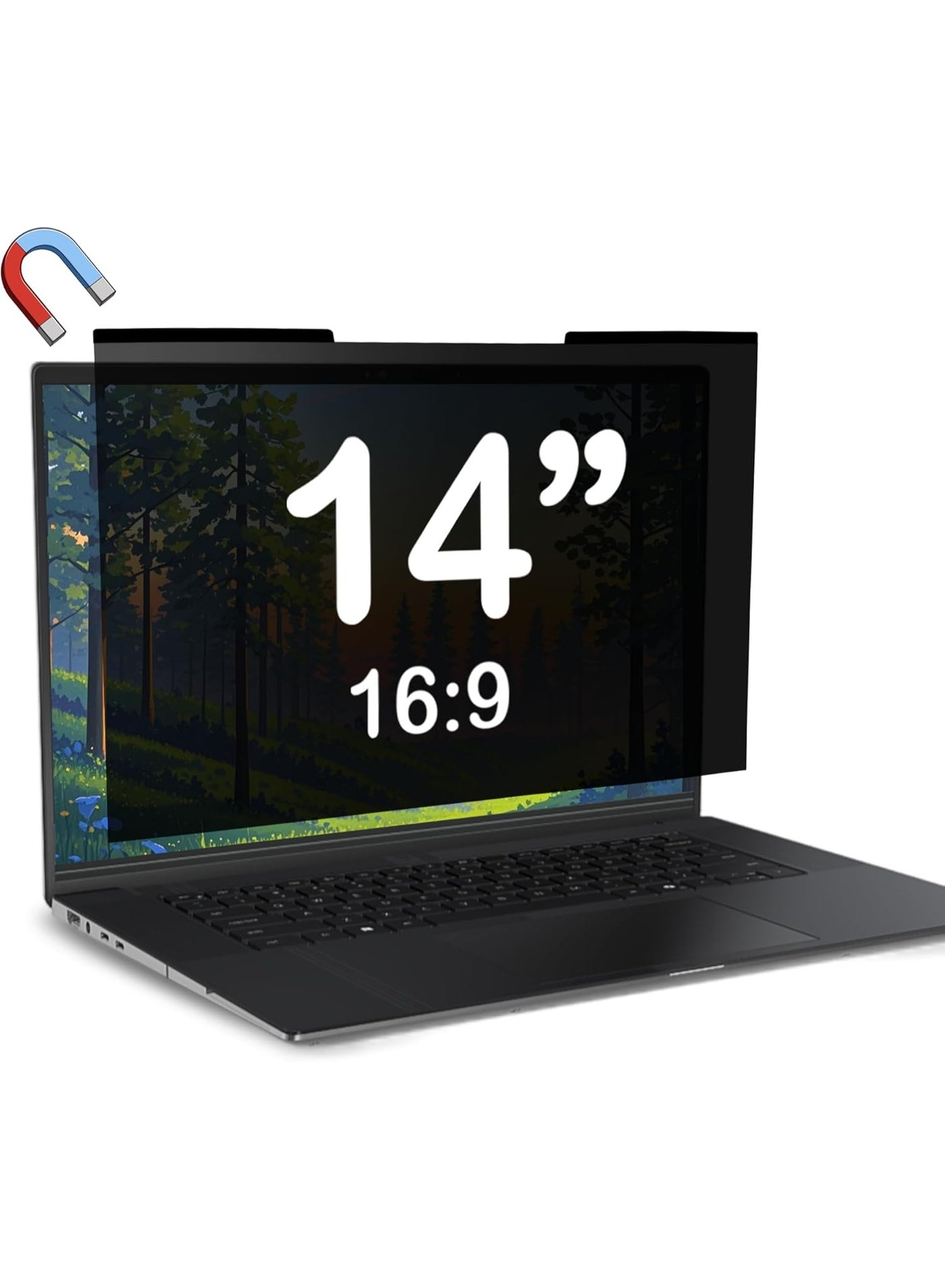 Magnetic Laptop Privacy Screen for 14 Inch 16:9, Removable Computer Screen Privacy Shield 14" Aspect Privacy Filter Screen Protector for with Hp/Huawei/Honor/ Dell/ Acer/ Asus/Lenovo Thinkpad /Xiaomi/