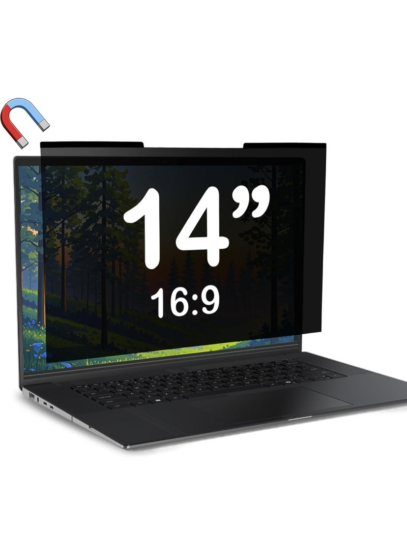 Magnetic Laptop Privacy Screen for 14 Inch 16:9, Removable Computer Screen Privacy Shield 14" Aspect Privacy Filter Screen Protector for with Hp/Huawei/Honor/ Dell/ Acer/ Asus/Lenovo Thinkpad /Xiaomi/Redmi /Envy - Image 1