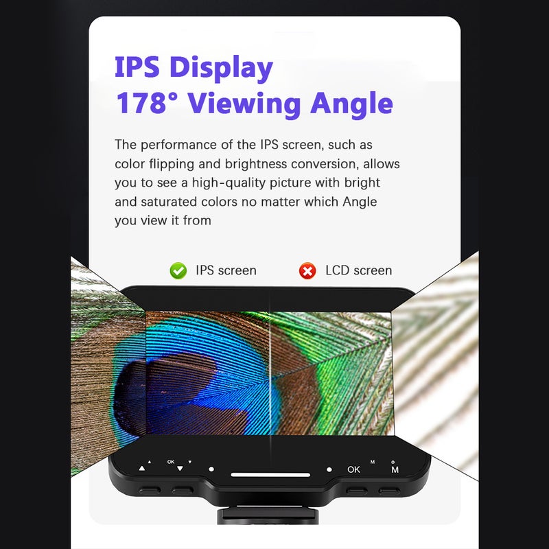 مجهر رقمي يُستخدم عبر USB عالي الدقة بدقة فائقة FHD 1080P مع إضاءة قابلة للتعديل وشاشة IPS كبيرة مقاس 4.3 بوصة لرصد النباتات والحشرات - أفضل هدية للأطفال والمراهقين والطلاب - Image 5