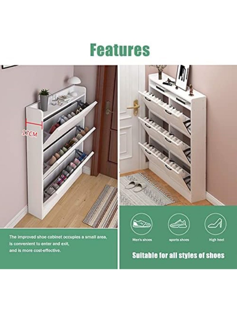 مجلس الوزراء الأحذية الأحذية رف مستقل ، مع 3 دوران الأبواب ، مجلس الوزراء الأحذية المستخدمة في المدخل ، وتوفير مساحة ﻿ - Image 5