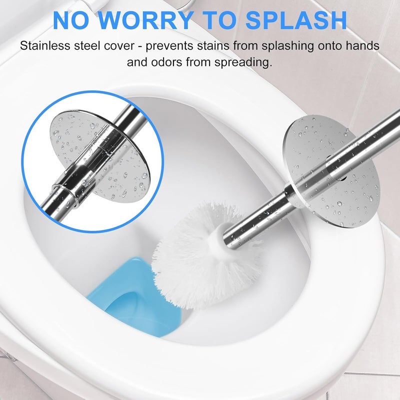 TOPSKY Toilet Brush with Holder, 2 Pack Compact Toilet Bowl Cleaner Brush and Holder with Stainless Steel Handle, Toilet Bowl Brush for Bathroom Storage (Black) - Image 4