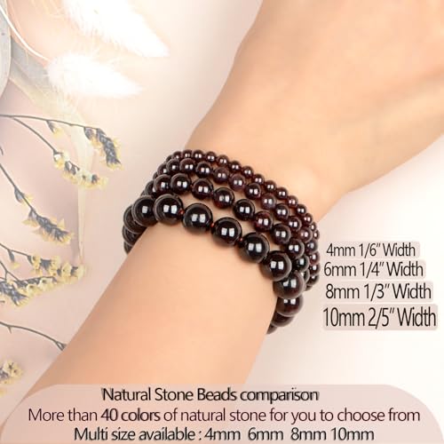 LPBeads Handmade Natural Gemstone Stretch Elastic 8mm Garnet Bracelet Healing Crystal Round Stone Beads Jewelry Gifts for Women Men - Image 5