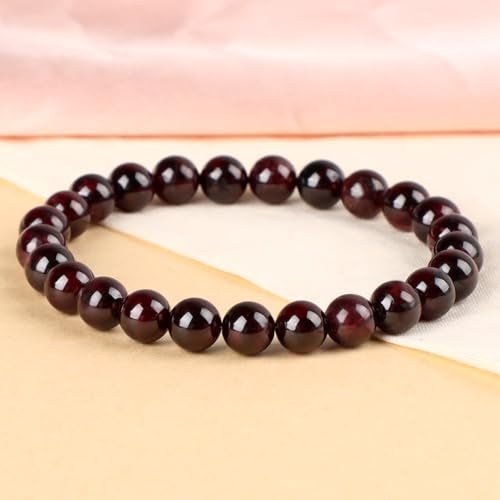 LPBeads Handmade Natural Gemstone Stretch Elastic 8mm Garnet Bracelet Healing Crystal Round Stone Beads Jewelry Gifts for Women Men - Image 3