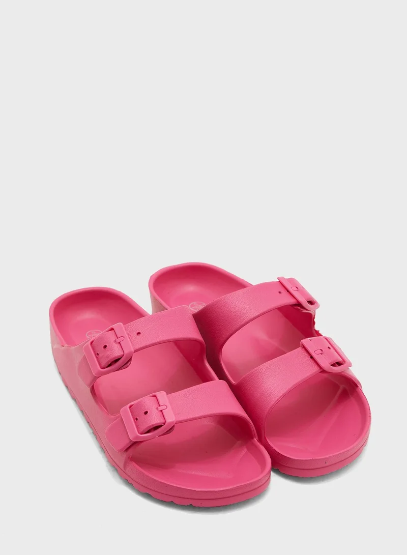 Ginger Double Buckle Strap Footbed Slides