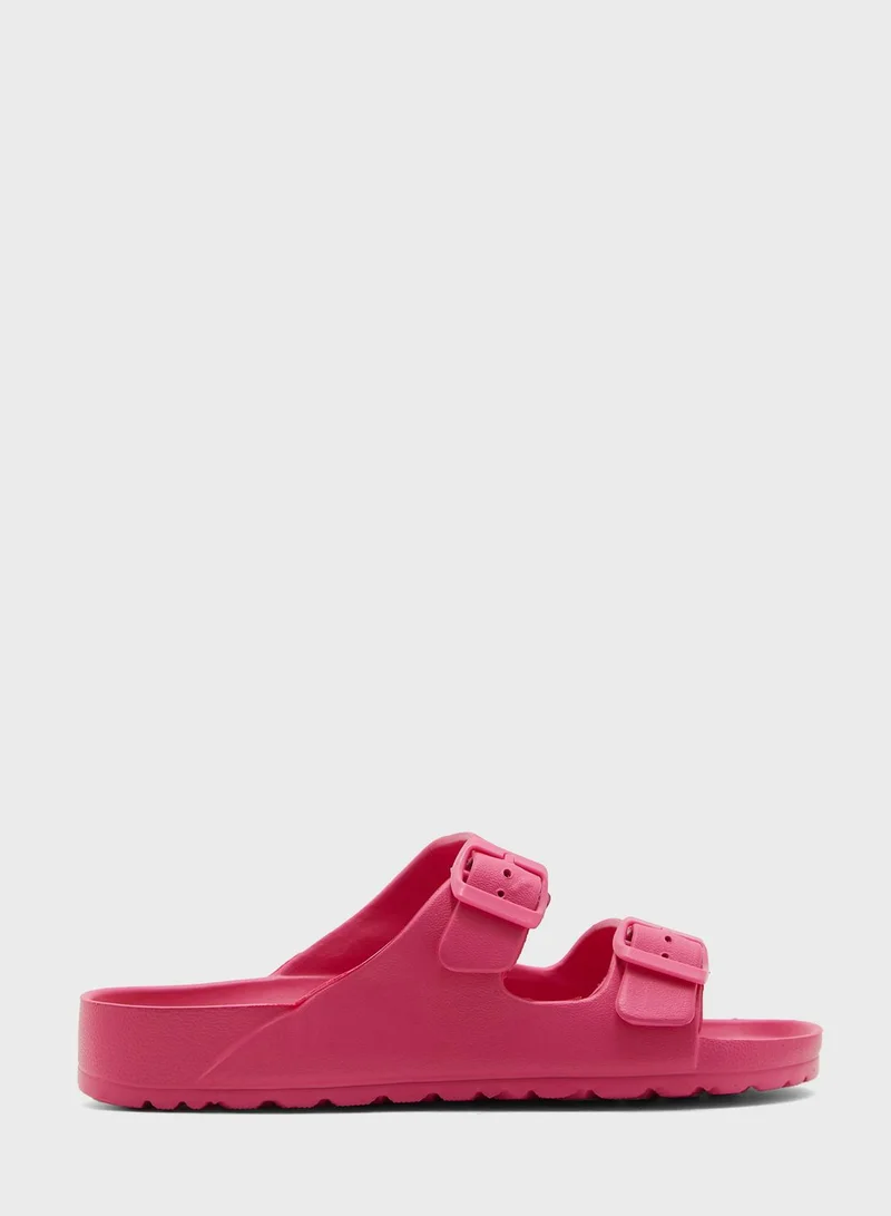 Ginger Double Buckle Strap Footbed Slides