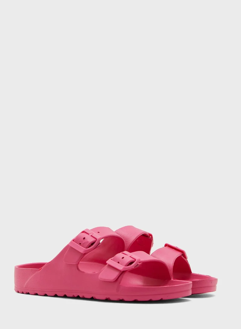 Ginger Double Buckle Strap Footbed Slides