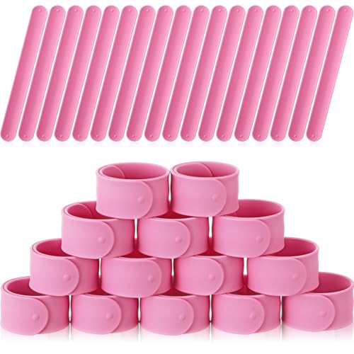 Vinsot 30 Pcs Silicone Slap Bracelets Gift for Kids DIY Slap Bands Party Favor Soft Blank Snap Wristbands Bulk for School Craft Project Painting Classroom Prizes Birthday WeddingPink - Image 1