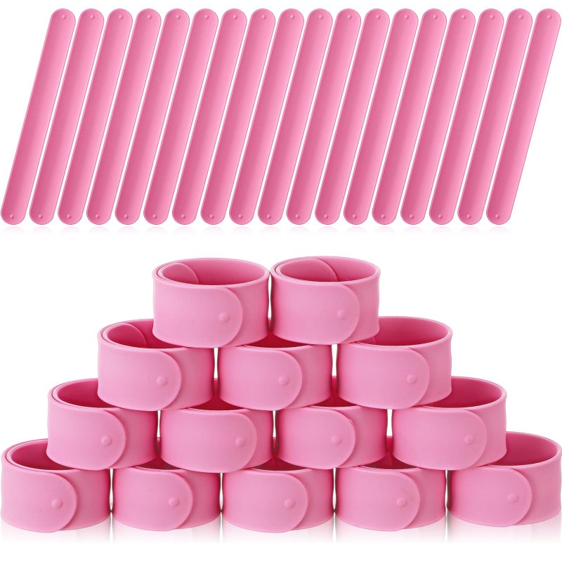 Vinsot 30 Pcs Silicone Slap Bracelets Gift for Kids DIY Slap Bands Party Favor Soft Blank Snap Wristbands Bulk for School Craft Project Painting Classroom Prizes Birthday WeddingPink - Image 3
