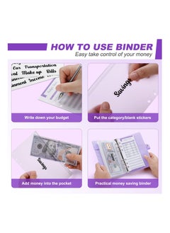 KASTWAVE Budget Binder with Cash Envelopes, A6 Stitching PU Leather Zipper Envelopes and Sheets, 12pcs for Saving Money, Organizer System  - Image 5