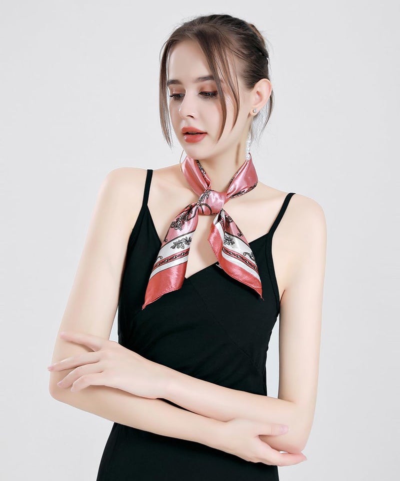 QBSM Womens 23.6 inch Satin Silk Feeling Formal Square Neck Scarf Head Hair Wraps Kerchief - Image 4