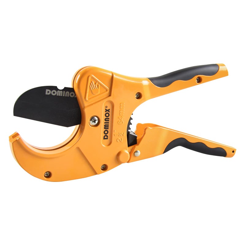 DOMINOX PVC Pipe Cutter Cuts up to 212 PEX PVC PPR Plastic Hoses Plumbing PipesRatchet PVC Cutter Tool with SK5 Blade and Aluminum Alloy Body
