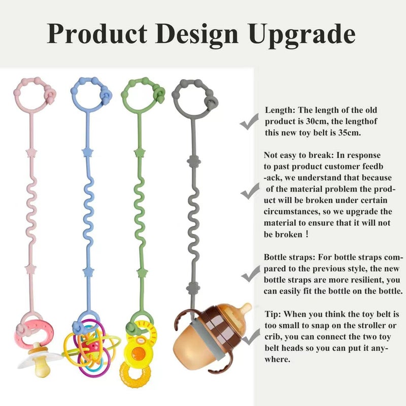 RTMOK Toy Straps for Baby,RTMOK Silicone Setpacifier Clip,Applies to Car Seat Toy,Teether Toy,High Chair,Stroller Accessories,Baby Toy Clips,Cribs,Rocking Chair - Image 2