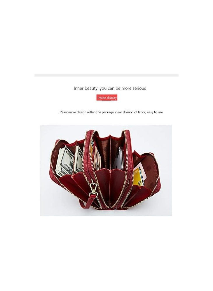 Leather Crossbody Phone Bags for Women with Card Slots, 6.5“ Cell Phone Purse Wallet Shoulder Bags for Travel by, black - Image 2