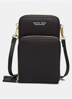 Generic Leather Crossbody Phone Bags for Women with Card Slots, 6.5“ Cell Phone Purse Wallet Shoulder Bags for Travel by, black  - Image 1