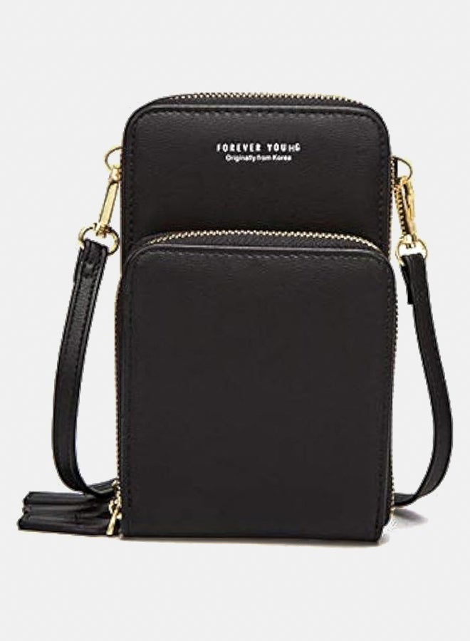 Leather Crossbody Phone Bags for Women with Card Slots, 6.5“ Cell Phone Purse Wallet Shoulder Bags for Travel by, black - Image 1