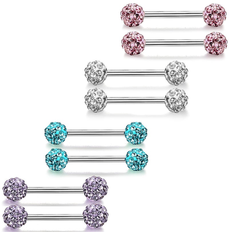 ORAZIO 6-8 Pcs 14G 316L Stainless Steel CZ Nipple Piercing Barbell Belly Button Ring for Women - Image 3