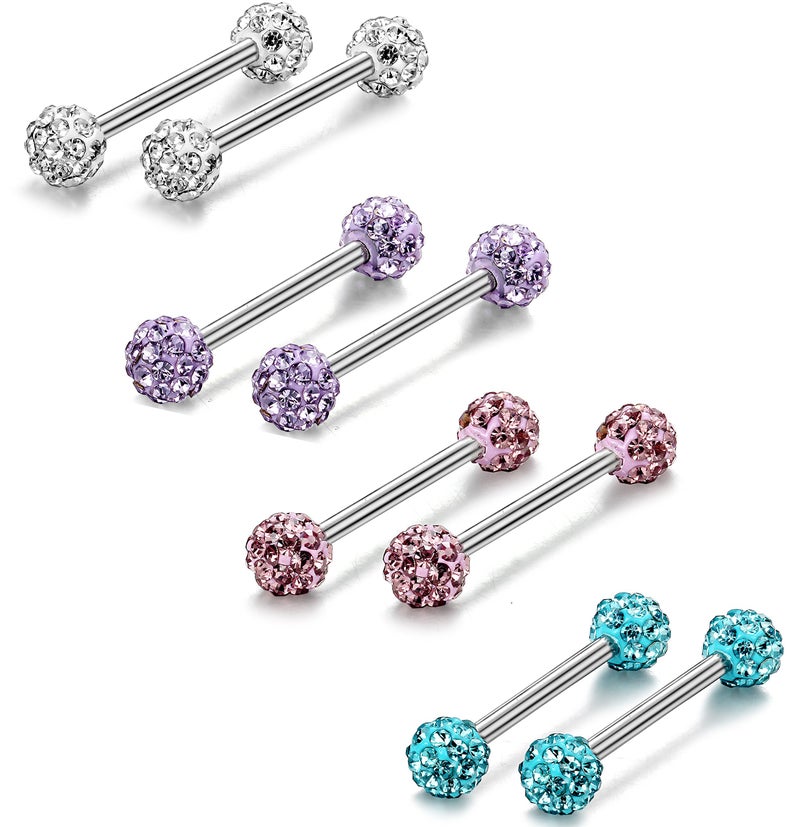 ORAZIO 6-8 Pcs 14G 316L Stainless Steel CZ Nipple Piercing Barbell Belly Button Ring for Women - Image 1