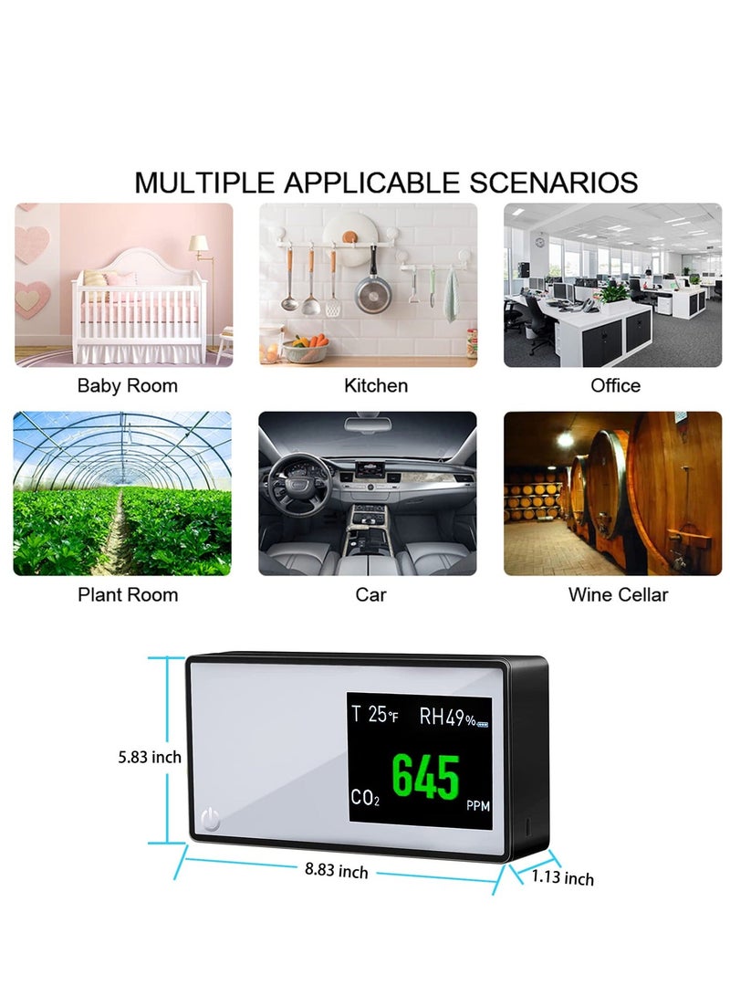 Air Quality Monitor, 3 in 1 Multifunctional Carbon Dioxide Detector,CO2 Accurate Tester for Dioxide, Temperature(F) and Relative Humidity Indoor RV Art Studio Office Tents(Black)